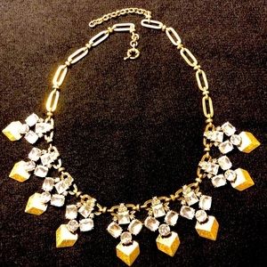 J.crew rhinestone and gold toned statement necklace. Stunning and classic. EUC